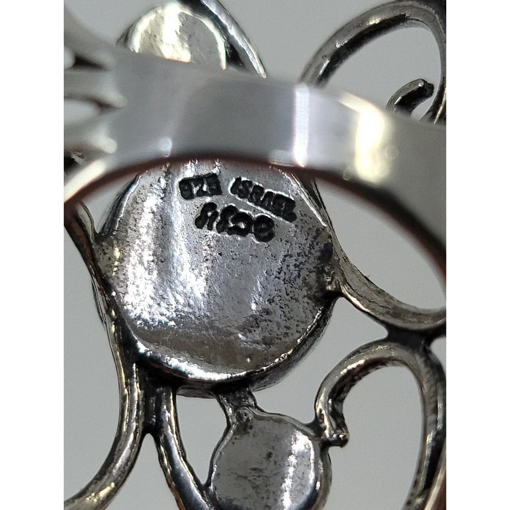 Sterling Silver 925 Turquoise Long Finger Ring Size 7.25 Marked Israel